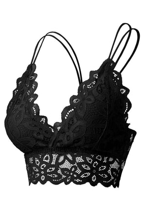 
            
                Load image into Gallery viewer, Floral Lace Crochet Bralette in Black or White
            
        