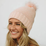 Pink Toque with Faux Fur Pom