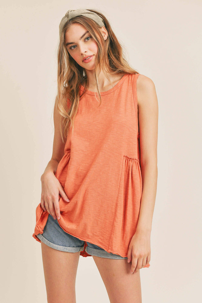 Sleeveless Summer Tank Top in Apricot